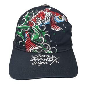 Don Ed Hardy Snapback Mesh Back Trucker Hat Embroidered Koi Fish Colorful